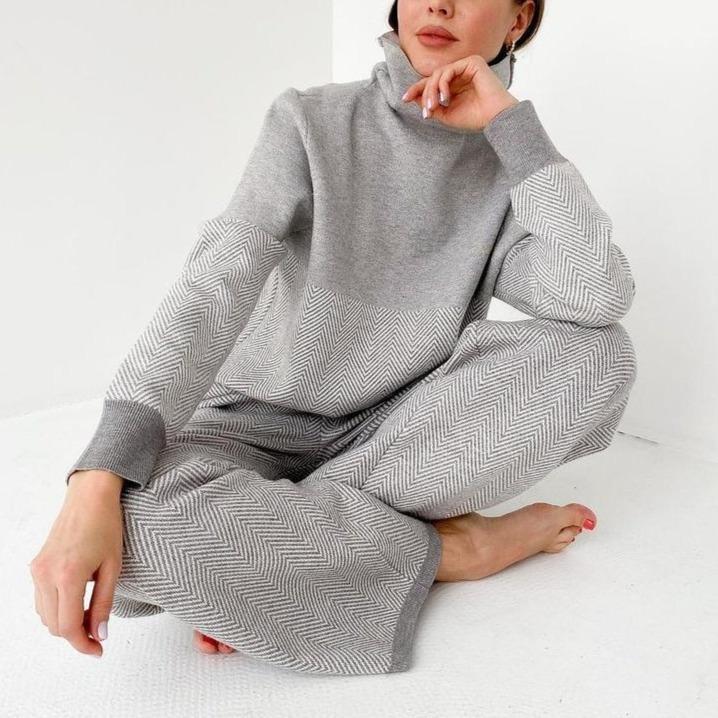 Good Feeling Herringbone Loungewear Set - allsose