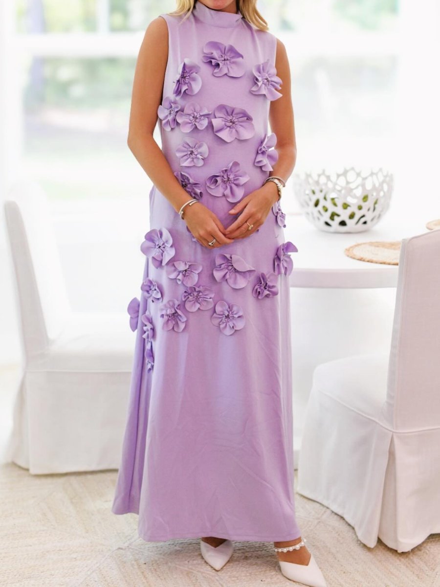 Gorgeous Flower Sleeveless Maxi Dress - allsose