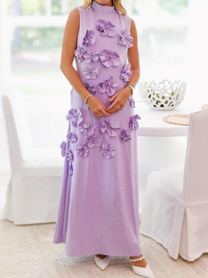 Gorgeous Flower Sleeveless Maxi Dress - allsose