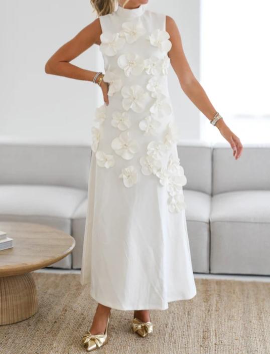 Gorgeous Flower Sleeveless Maxi Dress - allsose