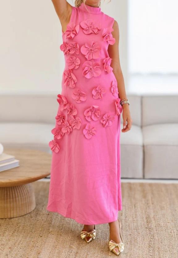 Gorgeous Flower Sleeveless Maxi Dress - allsose