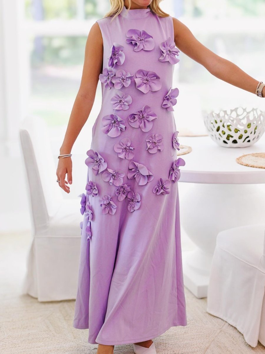 Gorgeous Flower Sleeveless Maxi Dress - allsose