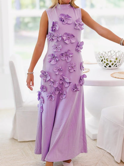 Gorgeous Flower Sleeveless Maxi Dress - allsose