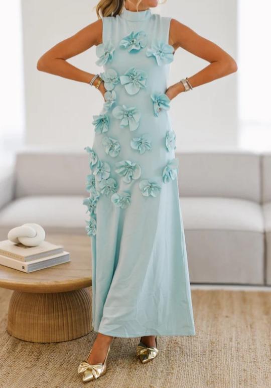 Gorgeous Flower Sleeveless Maxi Dress - allsose