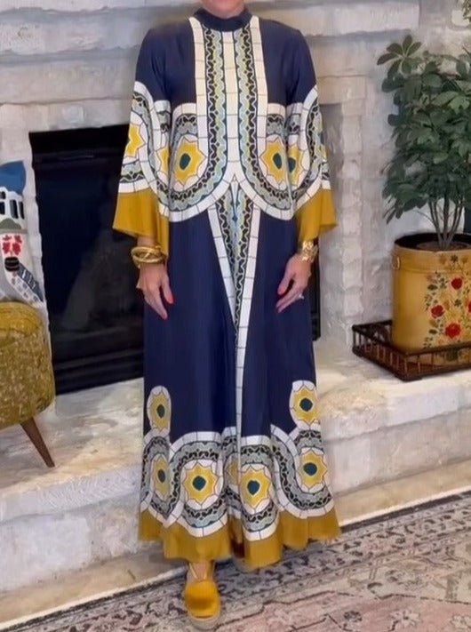 Gorgeous Printed Silk Twill Maxi Dress - allsose