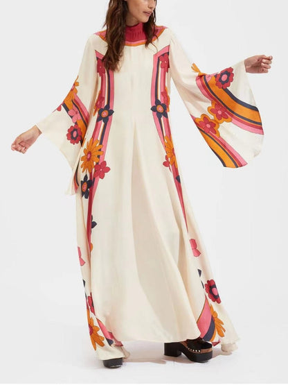 Gorgeous Printed Silk Twill Maxi Dress - allsose