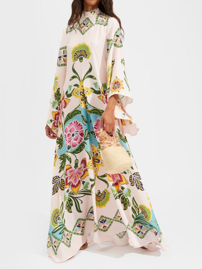 Gorgeous Printed Silk Twill Maxi Dress - allsose
