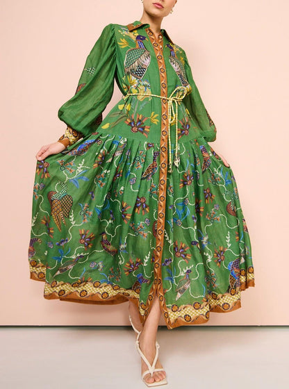 Green vintage peacock dress - allsose