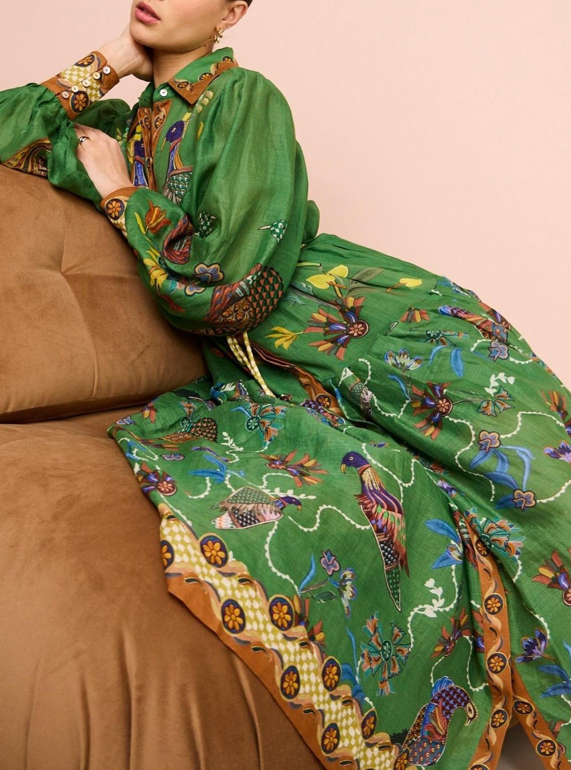 Green vintage peacock dress - allsose