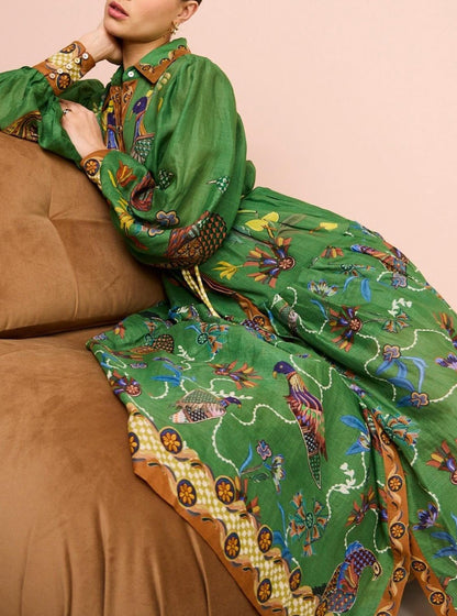 Green vintage peacock dress - allsose