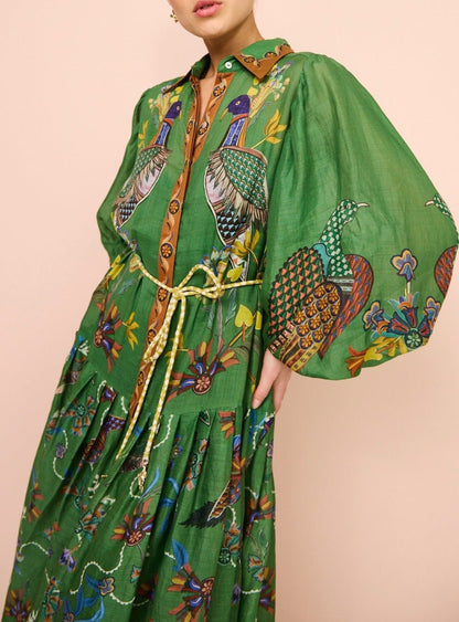 Green vintage peacock dress - allsose