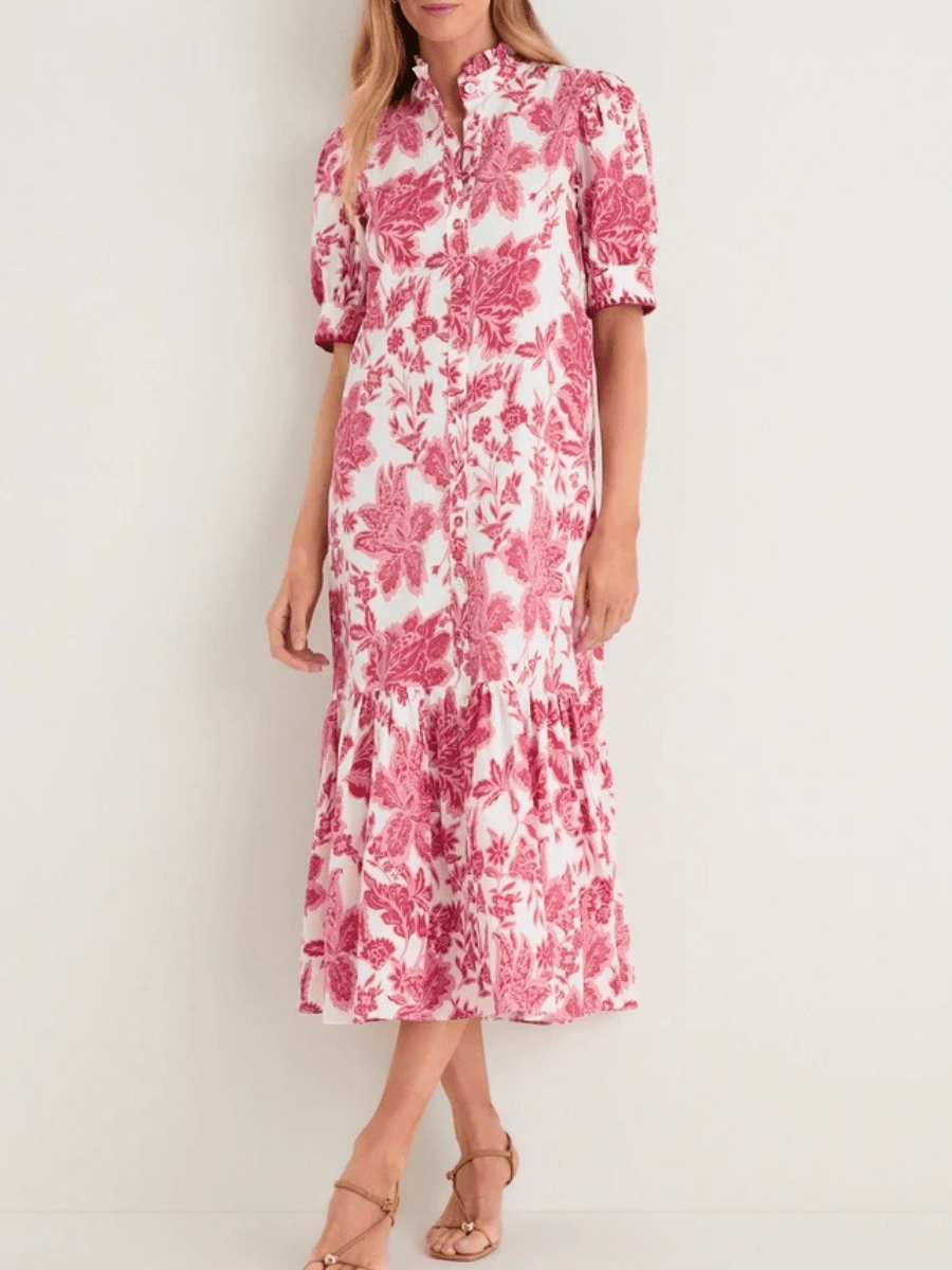 Hibiscus Floral Whipstitch Felicity Maxi Dress - allsose