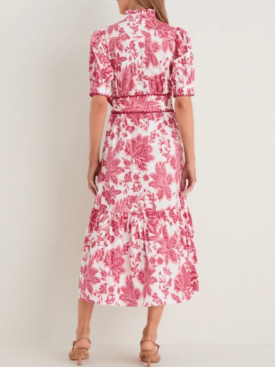Hibiscus Floral Whipstitch Felicity Maxi Dress - allsose