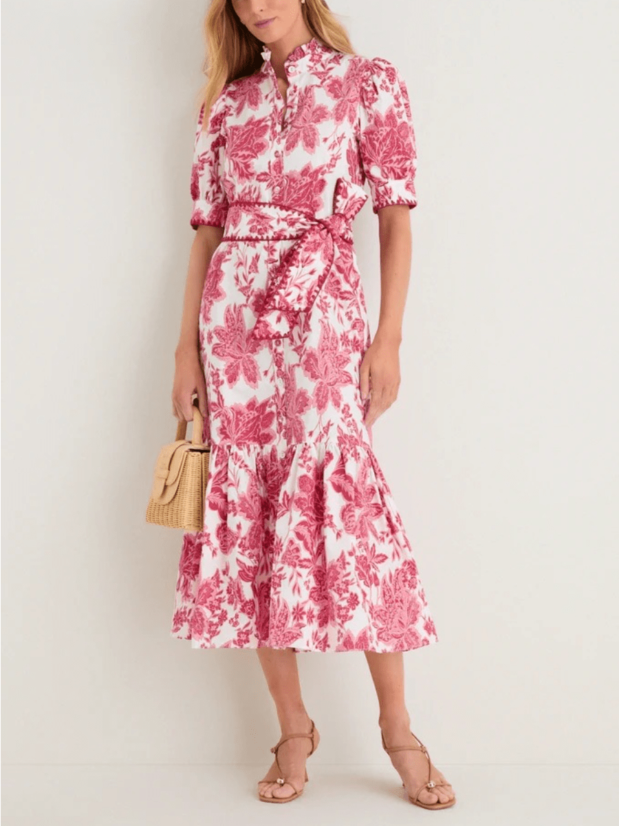 Hibiscus Floral Whipstitch Felicity Maxi Dress - allsose