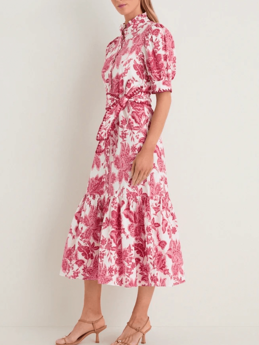 Hibiscus Floral Whipstitch Felicity Maxi Dress - allsose
