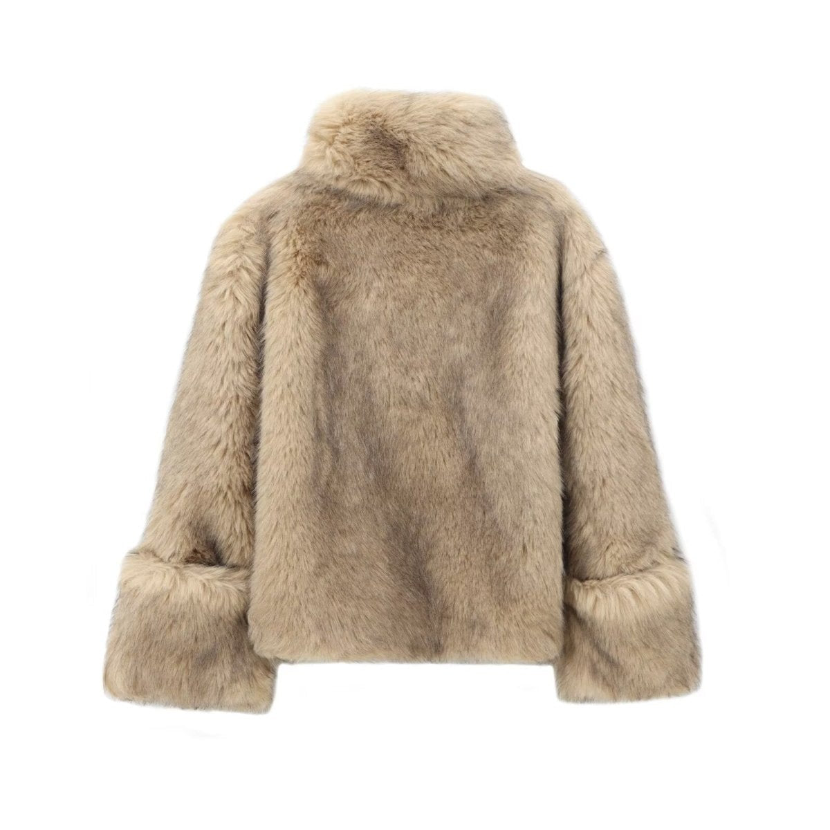 High Collar Gradient Faux Fur - allsose