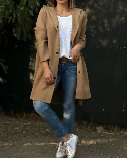 Hooded Pockets Knit Jacket - allsose
