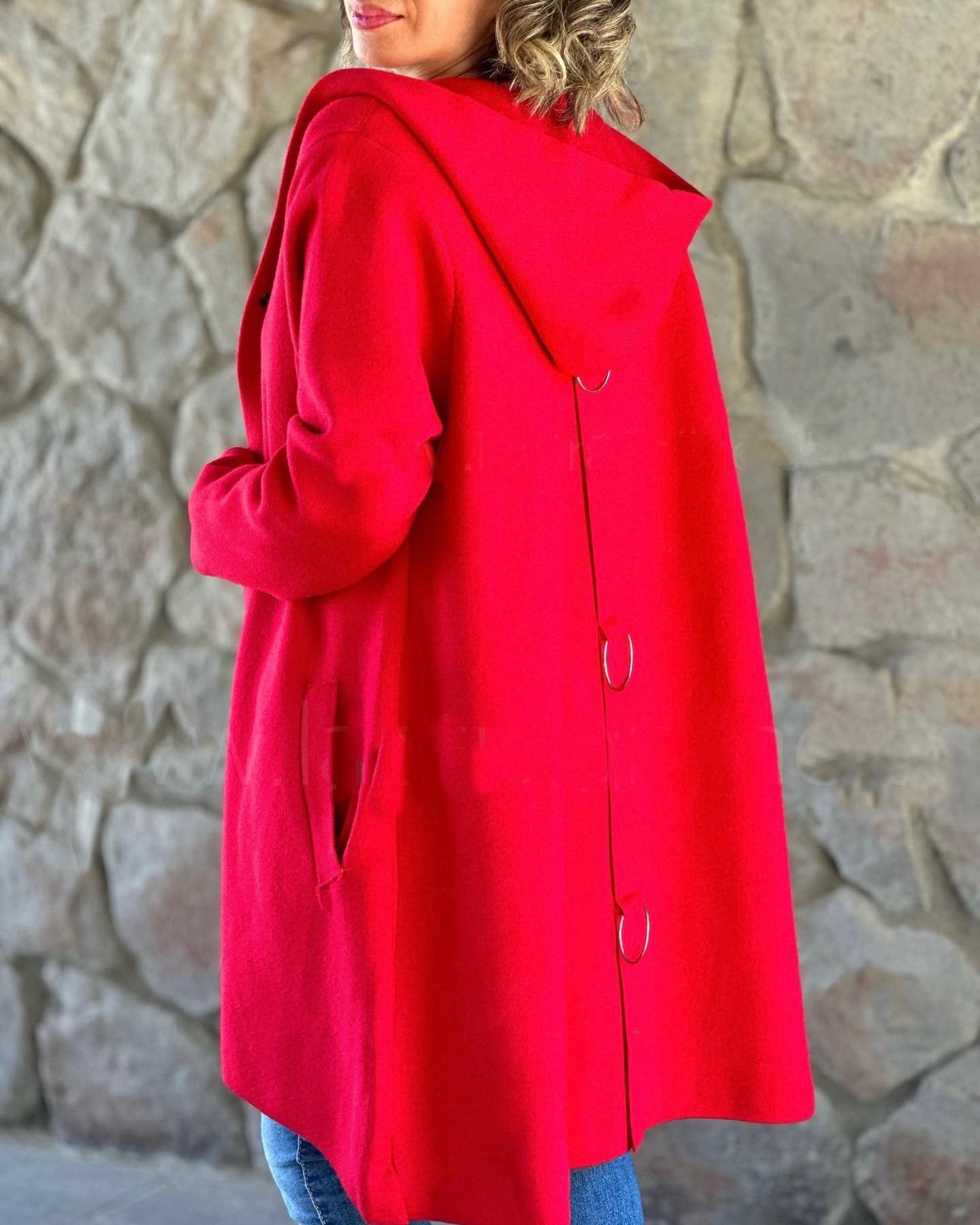 Hooded Pockets Knit Jacket - allsose