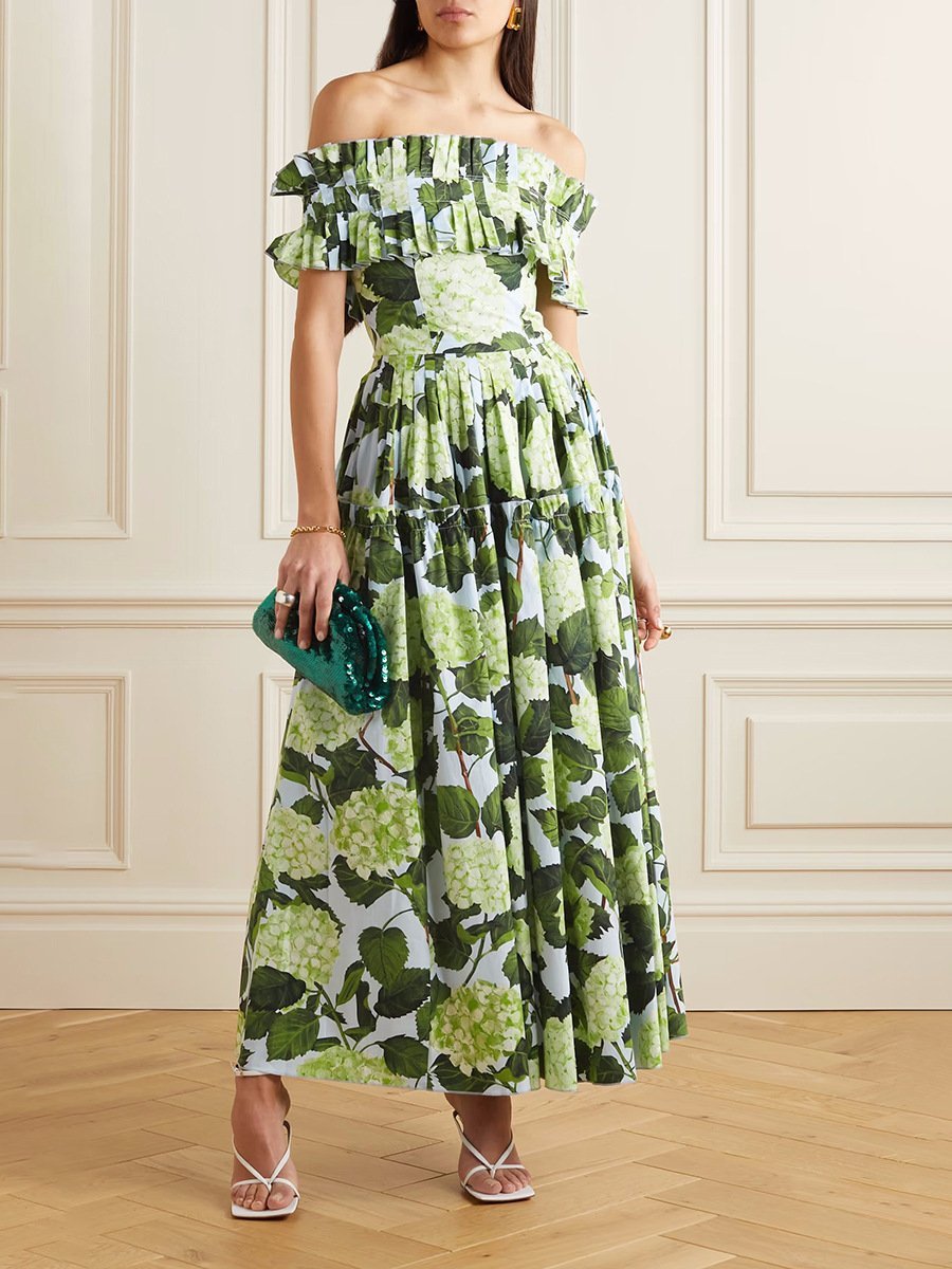 Hydrangea Print Dress - allsose