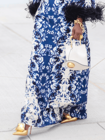 Indigo Reflection Feather Maxi Dress - allsose
