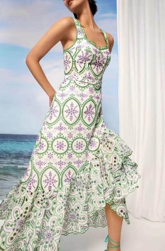 Irene Lilac Green Fruition Long Dress - allsose