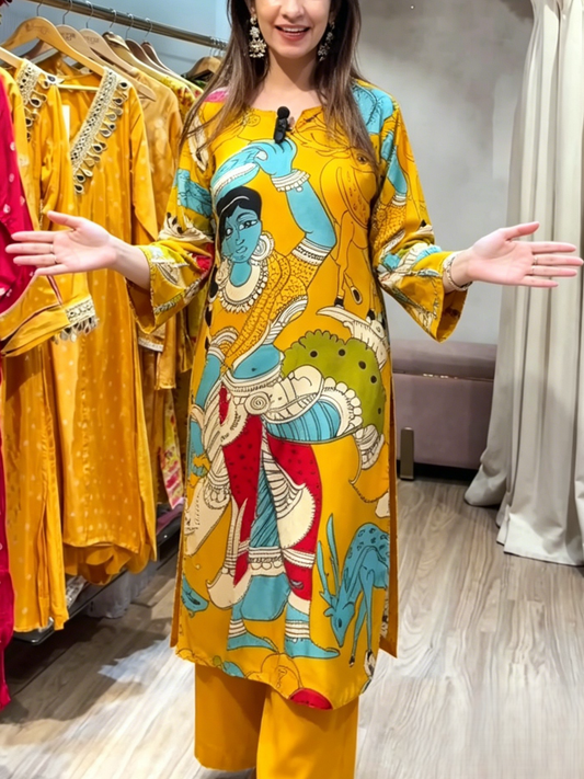 Kalamkari Print Ethnic Kurta Dress - allsose
