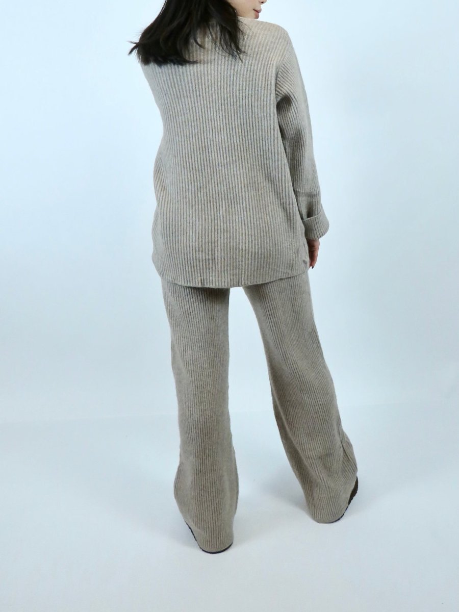 Knitted 2pc Set With Oblique Button - allsose