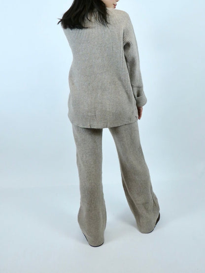 Knitted 2pc Set With Oblique Button - allsose