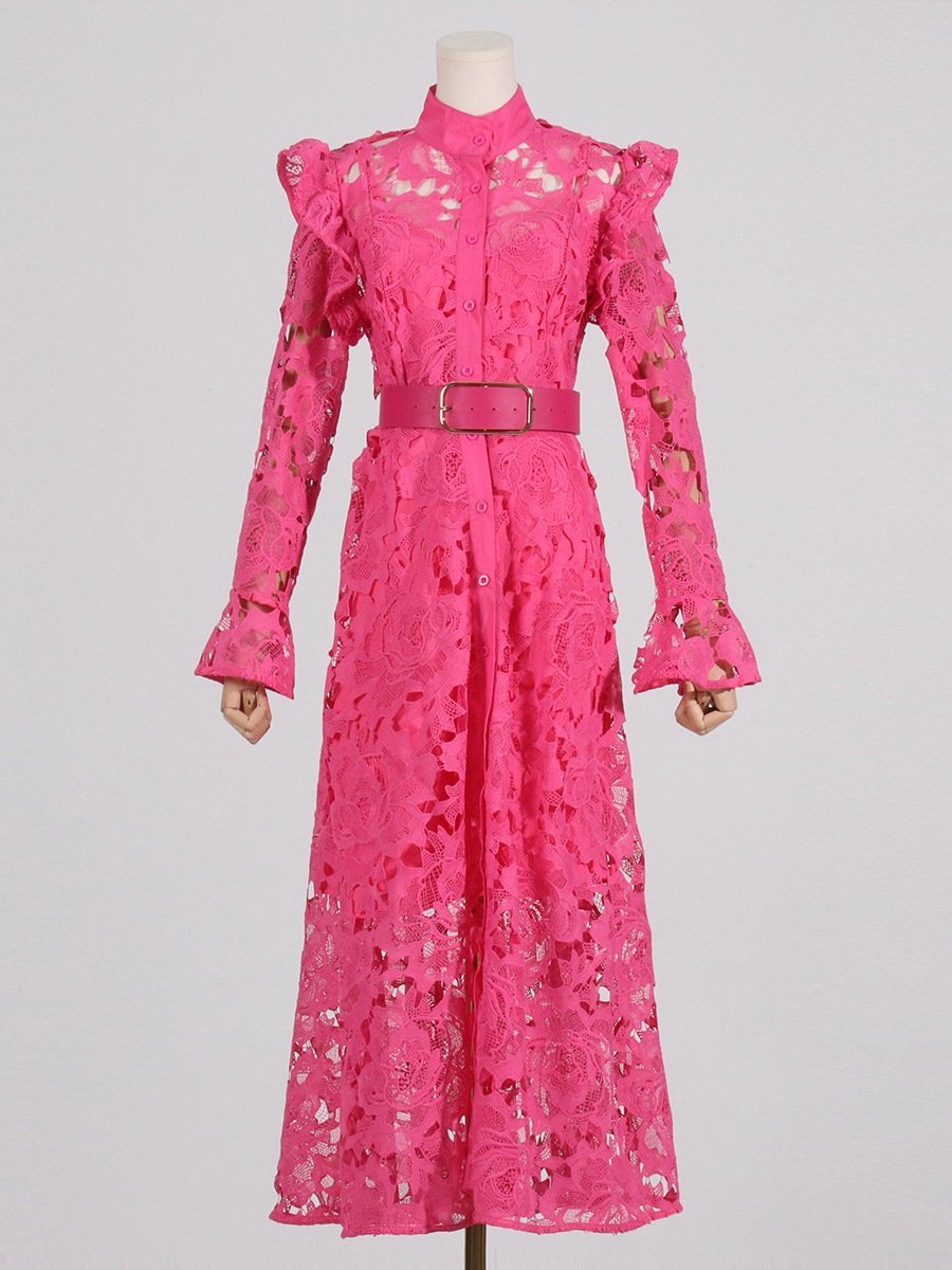 Lace Butterfly Sleeve Midi Dress - allsose