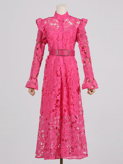 Lace Butterfly Sleeve Midi Dress - allsose