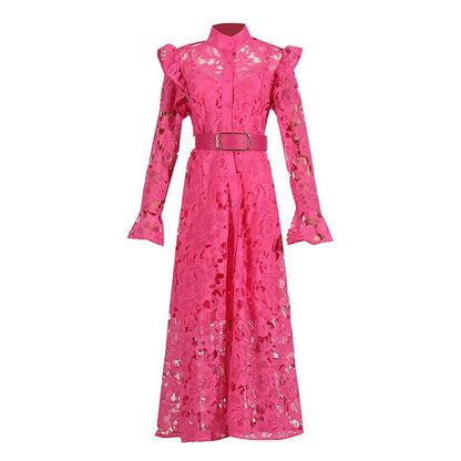 Lace Butterfly Sleeve Midi Dress - allsose