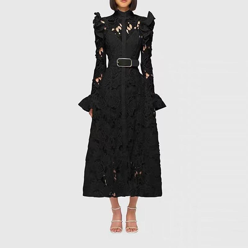 Lace Butterfly Sleeve Midi Dress - allsose