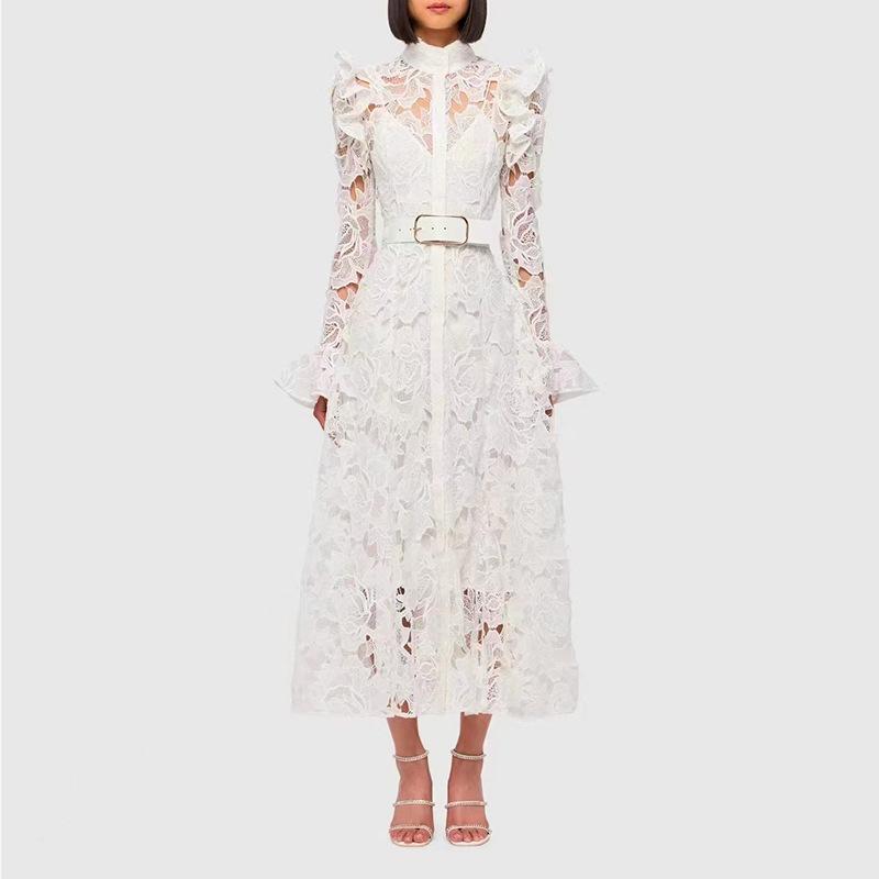 Lace Butterfly Sleeve Midi Dress - allsose