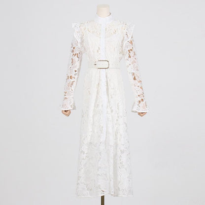 Lace Butterfly Sleeve Midi Dress - allsose