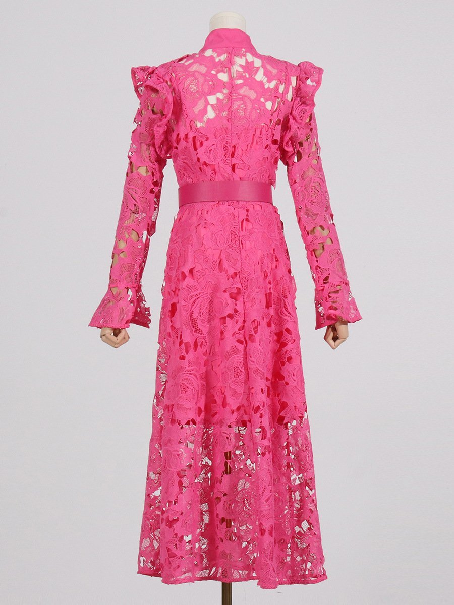 Lace Butterfly Sleeve Midi Dress - allsose