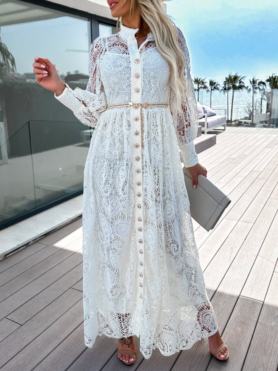 Lace Lace - Up Shirt Dress - allsose