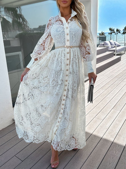 Lace Lace - Up Shirt Dress - allsose