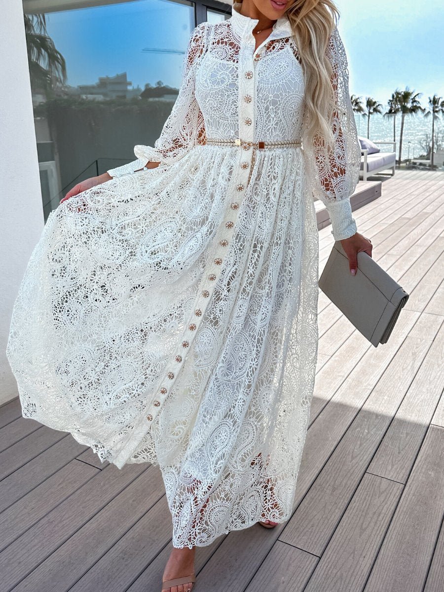 Lace Lace - Up Shirt Dress - allsose