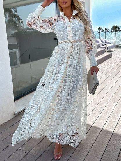 Lace Lace - Up Shirt Dress - allsose