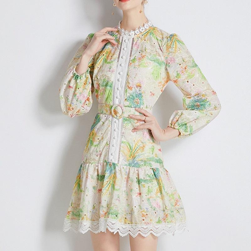 Lace Print Dress - allsose