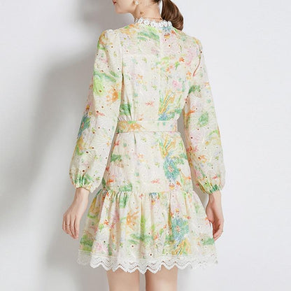 Lace Print Dress - allsose