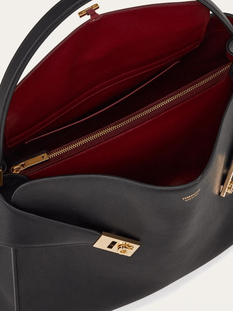 Large Soft Bicolor Shoulder Bag - allsose