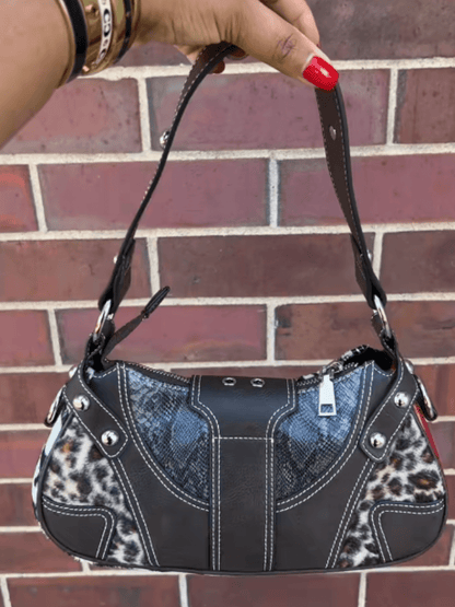 Leather Patchwork Shoulder Bag - allsose