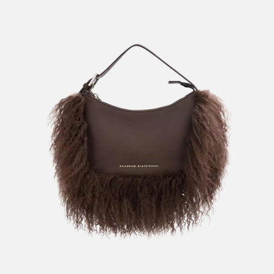 Leather Wool Trim Cortni Bag. - allsose