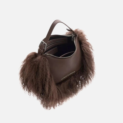 Leather Wool Trim Cortni Bag. - allsose
