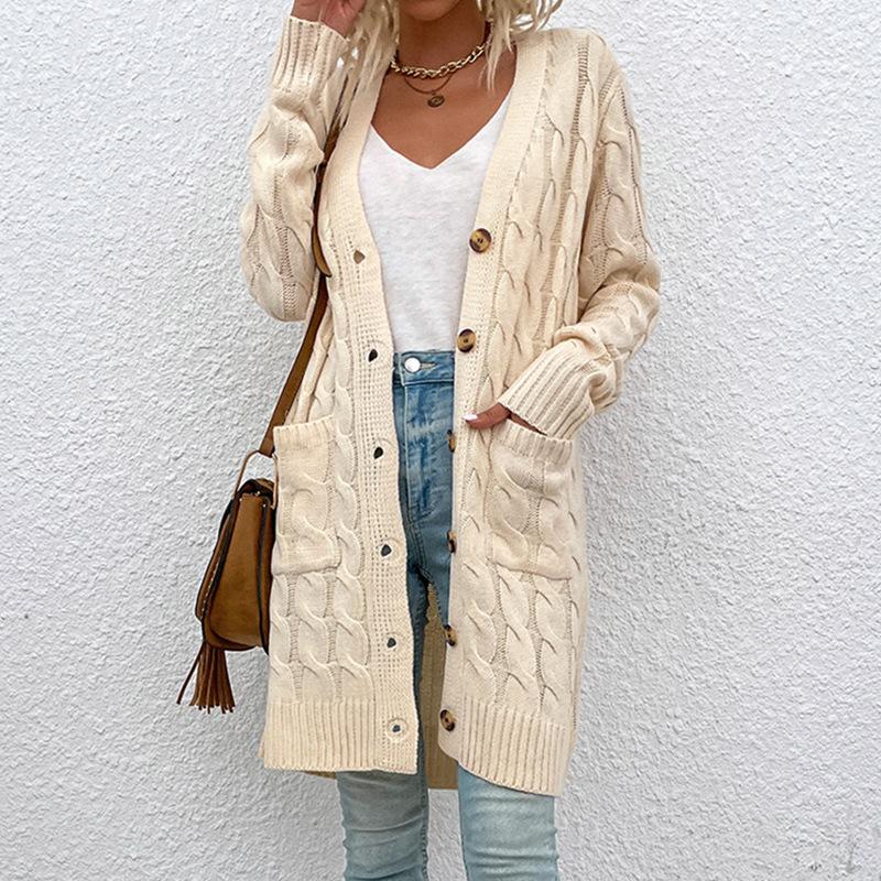 Long Buttoned Knit Cardigan - allsose