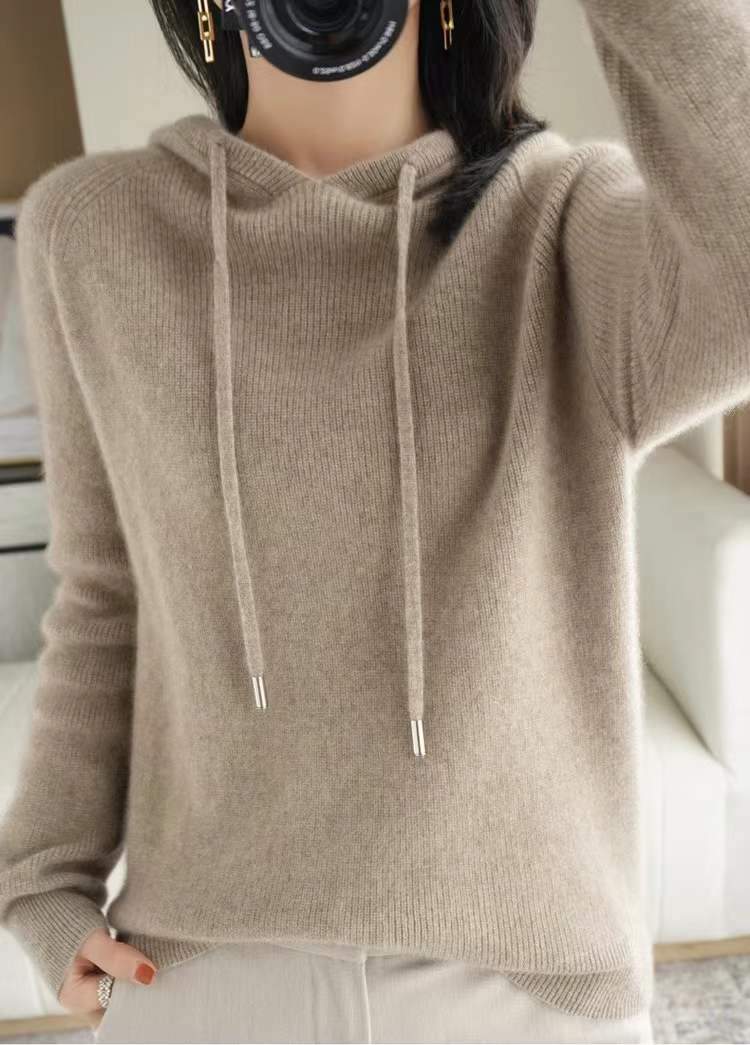 Loose Hooded Knitted Sweater - allsose