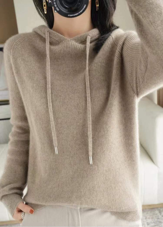 Loose Hooded Knitted Sweater - allsose