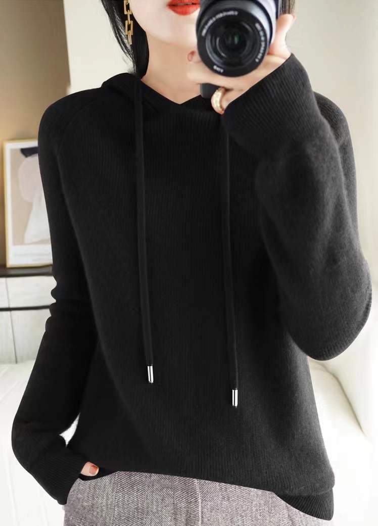 Loose Hooded Knitted Sweater - allsose