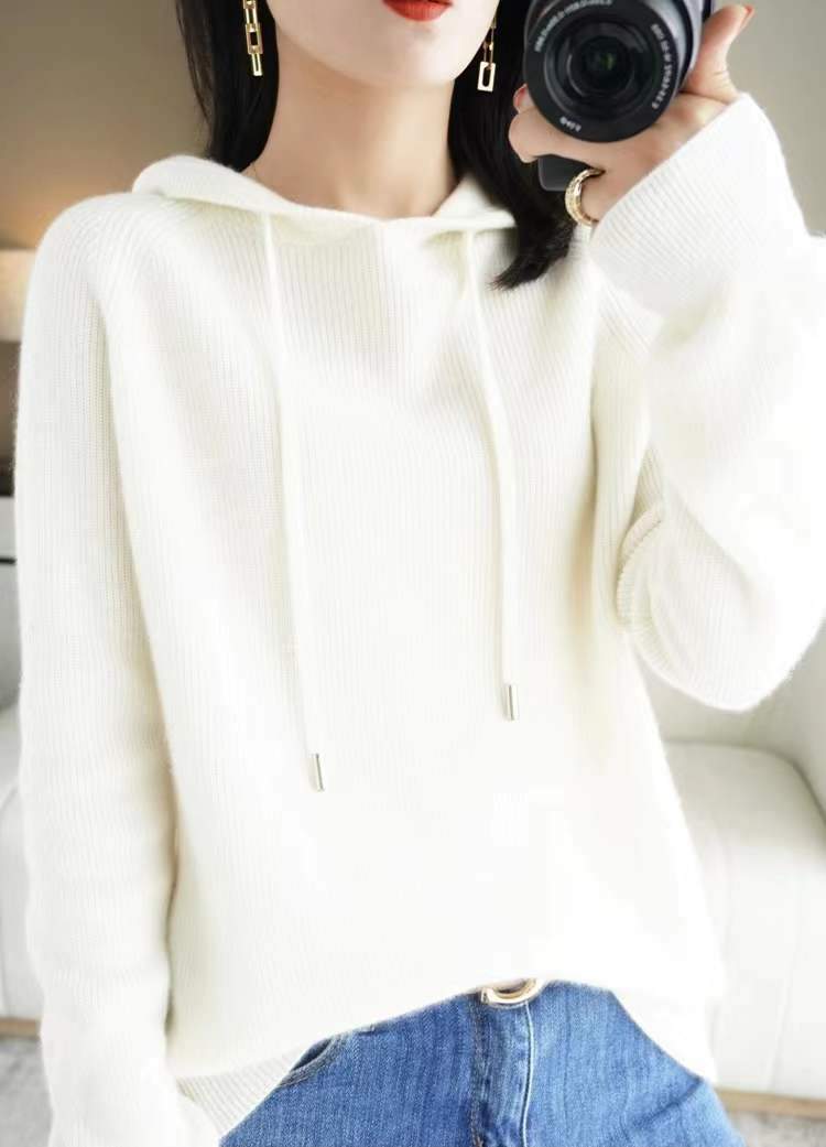 Loose Hooded Knitted Sweater - allsose